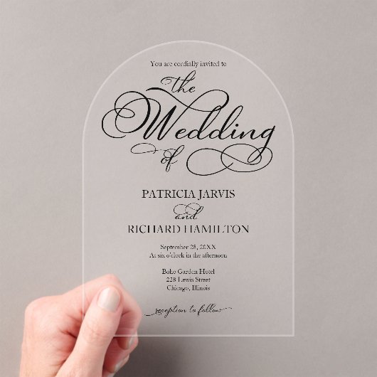 エレガント書結婚の アクリル招待状 (インサイチュ (ポータブル))