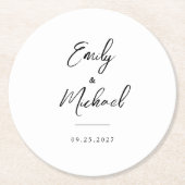 エレガント書結婚の ラウンドペーパーコースター (正面)