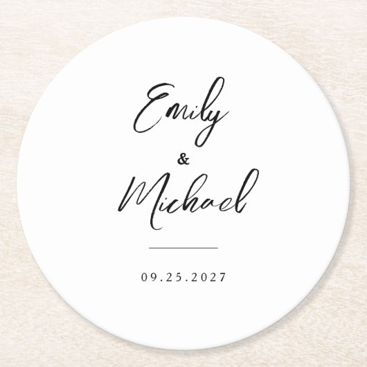エレガント書結婚の ラウンドペーパーコースター (正面)