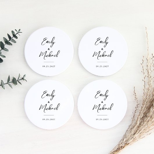 エレガント書結婚の ラウンドペーパーコースター