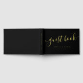 エレガント書結婚実在のホイルブラック ゲストブック (全面)