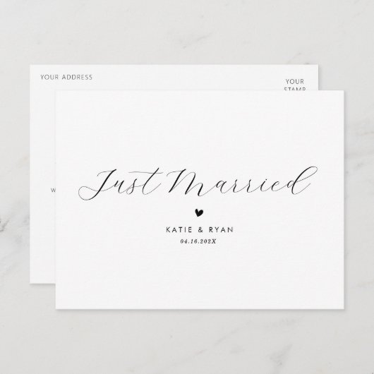 エレガント書結婚発表 ポストカード (正面/裏面)