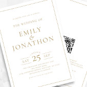 エレガント書縁ど線QRコー結婚ド 招待状