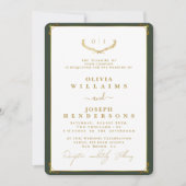 エレガント書道とフレーム黄金のシック結婚ズ 招待状 (正面)