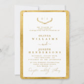 エレガント書道とフレーム黄金のシック結婚ズ 招待状 (正面)