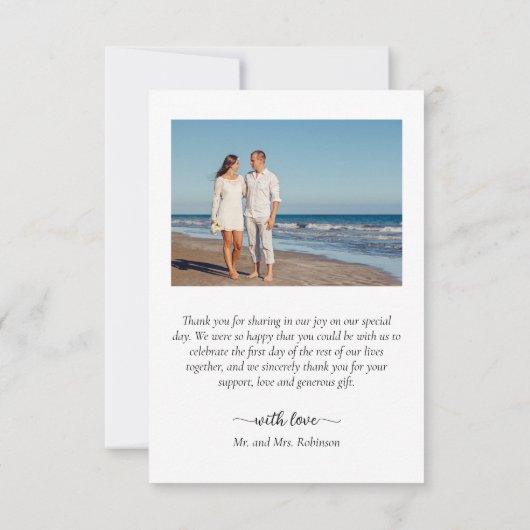 エレガント書道のコラージュに感謝結婚 サンキューカード (裏面)