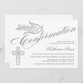 エレガント書道の十字と鳩の確認 招待状 (正面/裏面)