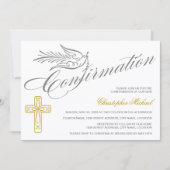 エレガント書道の十字と鳩の確認 招待状 (正面)
