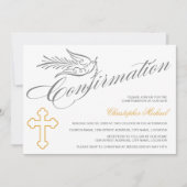 エレガント書道の十字と鳩の確認 招待状 (正面)