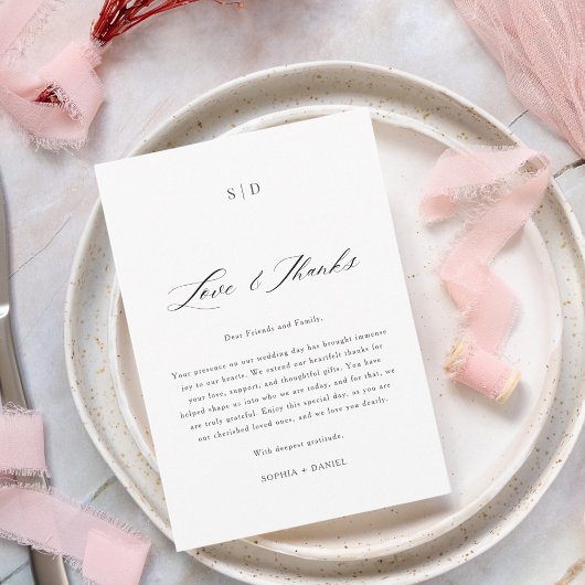 エレガント書道の愛と感謝してい結婚モダンの言葉 プレイスカード