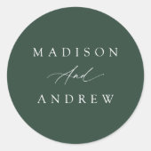 エレガント書道の結婚緑 ラウンドシール (正面)