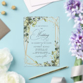 エレガント書道の緑のユーカリ結婚プス アクリル招待状 (インサイチュ (ウェディング))