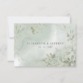 エレガント書道の緑のユーカリ結婚プス 出欠カード (裏面)