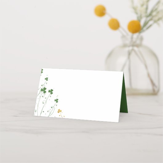 エレガント書道シャムロック結婚ワイルドフラワー プレイスカード (裏面)