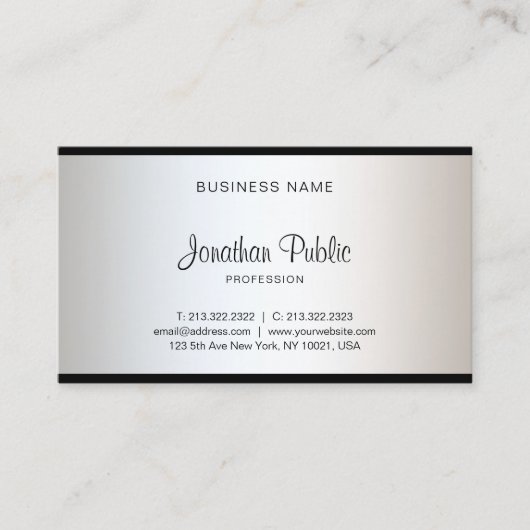 エレガント書道スクリプモダントChic Plain Luxe 名刺 (正面)