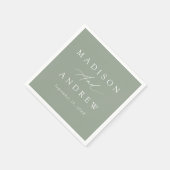 エレガント書道セージ結婚グリーン スタンダードカクテルナプキン (角)