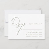 エレガント書道セージ結婚グリーン 出欠カード (正面)