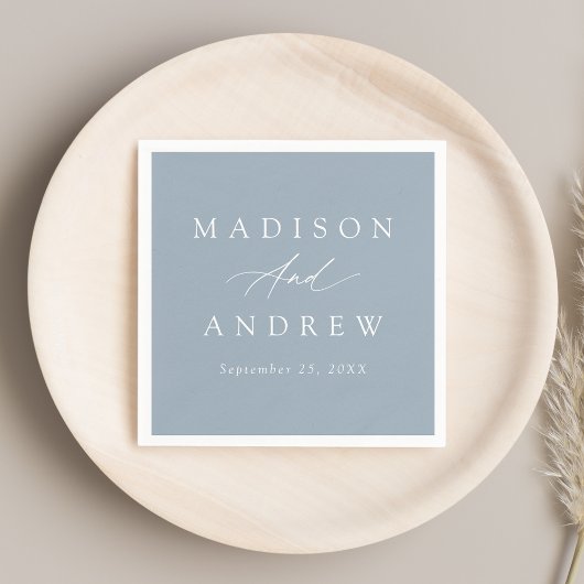 エレガント書道ダスティブルー結婚ズ スタンダードカクテルナプキン