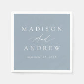 エレガント書道ダスティブルー結婚ズ スタンダードカクテルナプキン (正面)