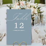 エレガント書道ダスティブルー結婚ズ テーブルナンバー<br><div class="desc">Dusty Blueの結婚表番号カードと書エレガント跡と編集可能な表番号。シンプルモダンデザインの色に合わせ結婚て。テーブルは手書きのスクリプトで文字が入力され、テンプレートはテーブル番号を編集する準備ができている。コーディネート招待状、文房具、イベントデコの日は私のカラー結婚コレクションに含まれる。一致もしする製品の色または追加テンプレートが必要な場合は違う、それらを追加するようにメッセージを表示する。</div>