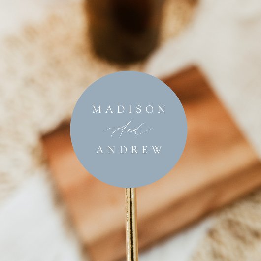 エレガント書道ダスティブルー結婚ズ ラウンドシール