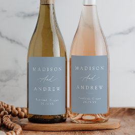 エレガント書道ダスティブルー結婚ズ ワインラベル