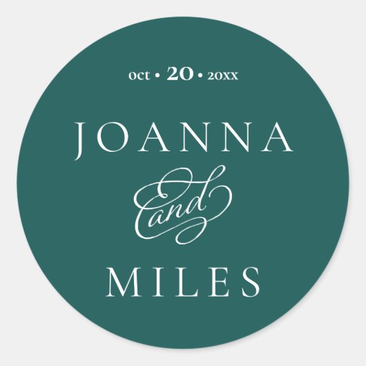エレガント書道ダークティール(緑がかった色)シンプル ラウンドシール (正面)