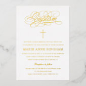 エレガント書道バプテスマ金ゴールド 箔招待状 (正面)