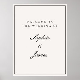 エレガント書道ブラックフレームウェルカム結婚ズ ポスター