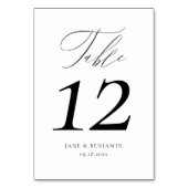 エレガント書道ブラック&ホワイトラグジュアリー結婚ズ テーブルナンバー (裏面)