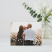 エレガント書道メリークリスマス写真 ポストカード (スタンド正面)