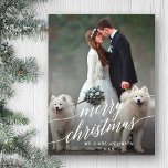 エレガント書道メリー結婚クリスマス ポストカード<br><div class="desc">書道エレガント台本メリークリスマス結婚の写真の休日はがき</div>