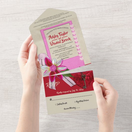 エレガント書道ロマン結婚ティック オールインワン招待状 (貼ってはがせる)