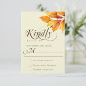 エレガント書道水彩紅葉結婚ズ 出欠カード (スタンド正面)