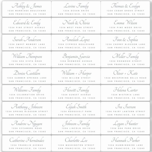 エレガント書道結婚のゲスト住所 シール (正面)