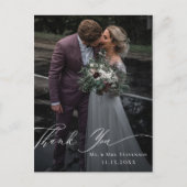 エレガント書道結婚の写真ありがとう ポストカード (正面)