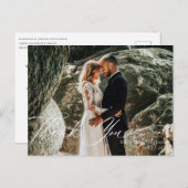 エレガント書道結婚の写真ありがとう ポストカード (正面/裏面)
