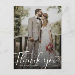エレガント書道結婚の写真ありがとう ポストカード