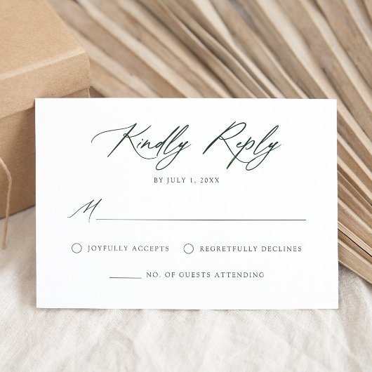 エレガント書道結婚 出欠カード