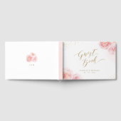 エレガント書道金ゴールドと赤面フローラ結婚の ゲストブック (全面)