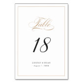 エレガント書金ゴールドスクリプモダント結婚の テーブルナンバー (裏面)