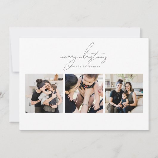 エレガント書MERRY CHRISTMAS 3 Photo Collage シーズンカード (正面)