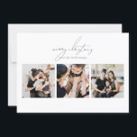 エレガント書MERRY CHRISTMAS 3 Photo Collage シーズンカード<br><div class="desc">書エレガントMERRY CHRISTMAS 3 Photo Collage Holiday Card.このエレガントカードは、前面に3枚、背面に3枚の写真のコラージュを含み、文字と背景がカスタム付いている。</div>