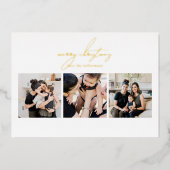 エレガント書MERRY CHRISTMAS 3 Photo Collage 箔シーズンカード (正面)