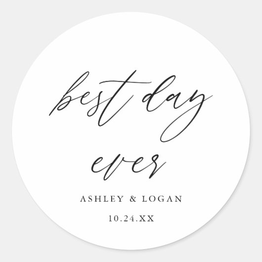 エレガント最高のデイ・エバー結婚式の引き出物 ラウンドシール (正面)
