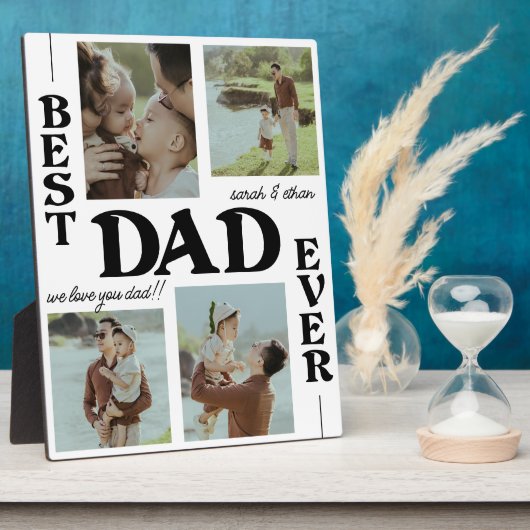 エレガント最高のパパ4枚写真コラージュ父の日 フォトプラーク (側面)