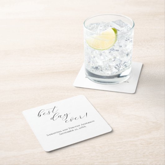 エレガント最高の日の台本結婚の スクエアペーパーコースター (インサイチュ)