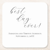 エレガント最高の日の台本結婚の スクエアペーパーコースター (正面)