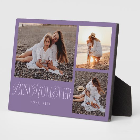 エレガント最高の母は常に紫のコラージュ フォトプラーク (側面)