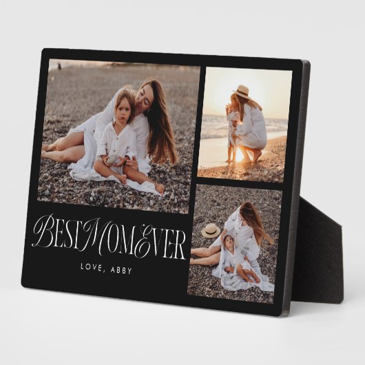 エレガント最高の母は黒コラージュ フォトプラーク (側面)